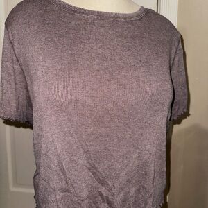 Aerie Dusty Purple Ribbed Short Sleeve Top